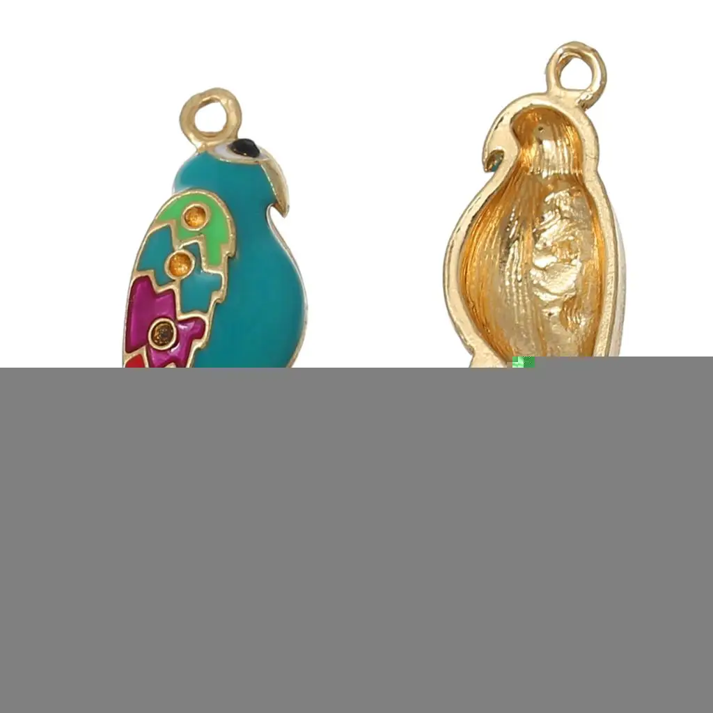 

DoreenBeads Charm Pendants Parrot Gold color Multicolor(Can Hold ss4 Rhinestone)Black Rhinestone Enamel 30mm x 10mm ,10 PCs