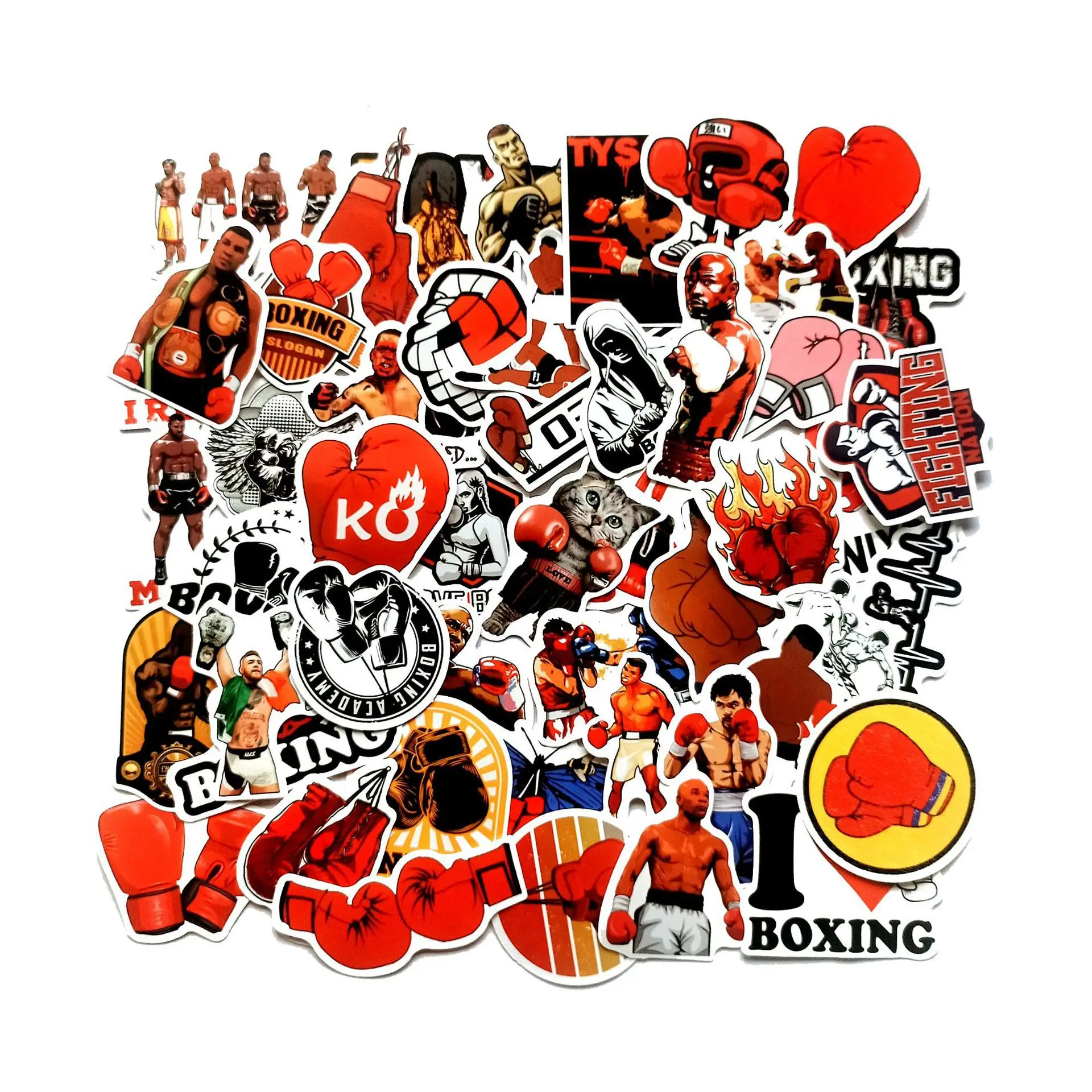 

10/30/50pcs Red Boxing Gloves Cartoon Notebook Computer Cool Helmet Classic Sticker Window Wall Water Cup Trolley Popular