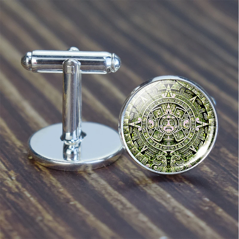 Ацтекские календарные запонки древняя Мехико искусство стеклянные