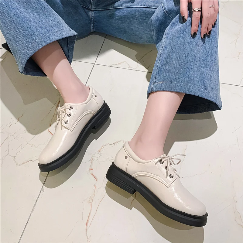 Fashion Black Women Flat Shoes Large Size Lace Up Casual Elegant Oxford For Luxury Loafer Designer | Обувь