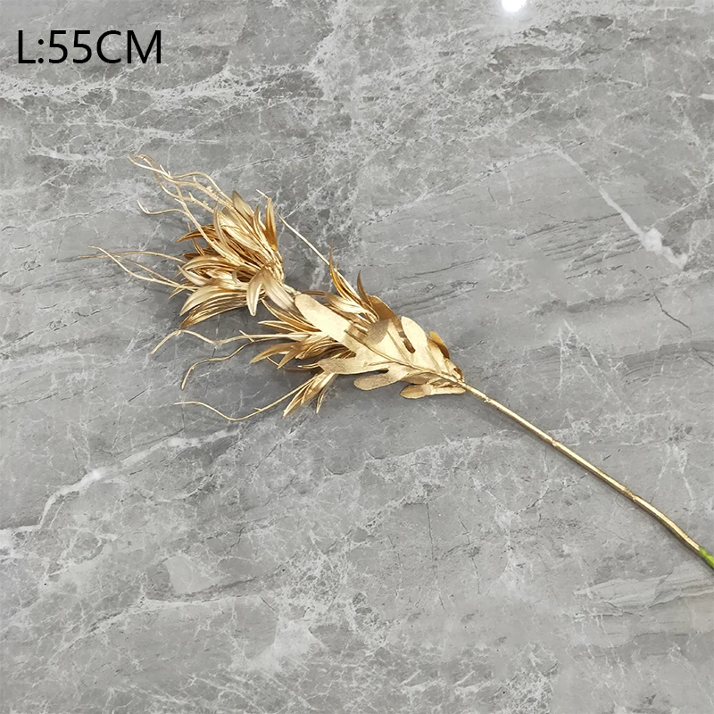 Искусственные золотые растения листья Рождественский Декор украшение для дома