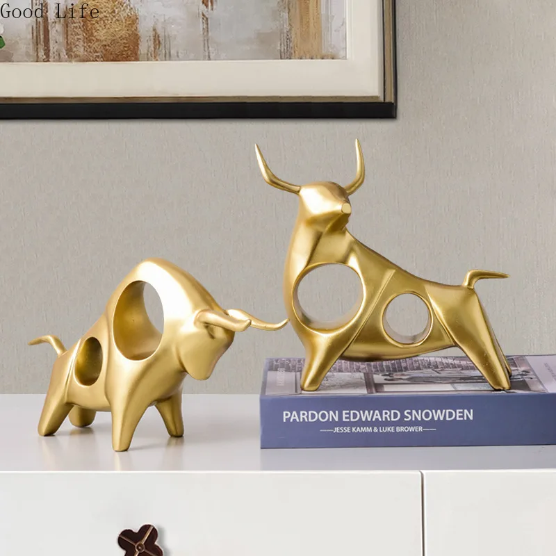 

Nordic Creative Light Luxury Golden Cow Ornaments Home Living Room Lucky Figurine Crafts Porch TV Cabinet Furnishings
