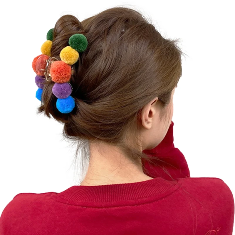

Colorful Plush Ball Claw Clips Women Sweet Cute Hair Clips Shark Clips Korean Headwear Hair Pins Hair Accessories Clip For Hair