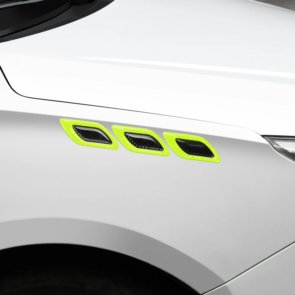 6 шт./компл. углеродного волокна Автомобильная наклейка светоотражающая полоски