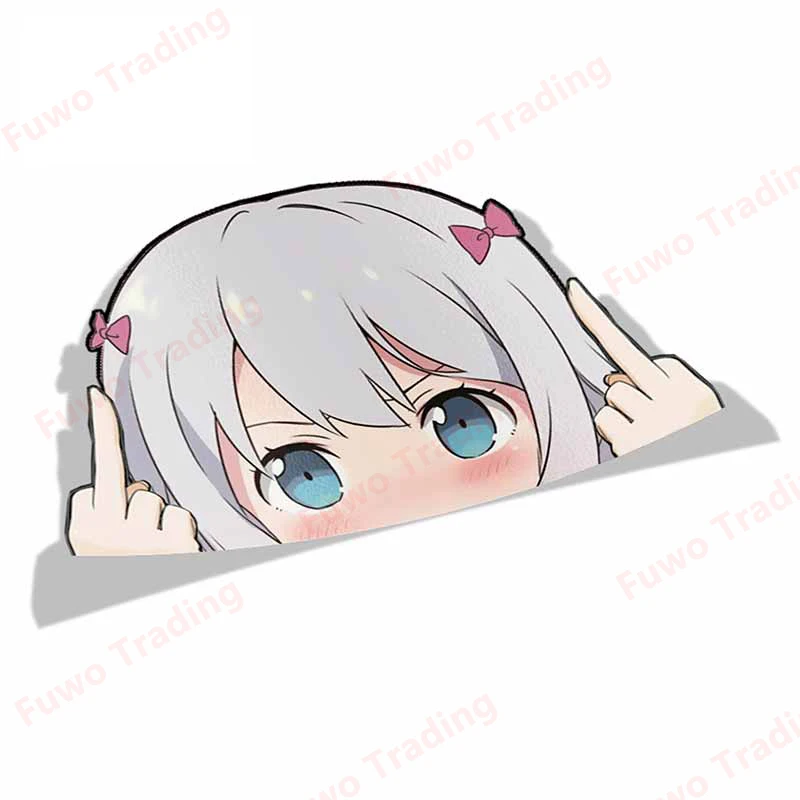 

Fuwo Trading Cartoon Car Sticker for Eromanga Sensei Peeker Big Head Anime Vinyl Transfer Stickers JDM Window Trunk Laptop Decal