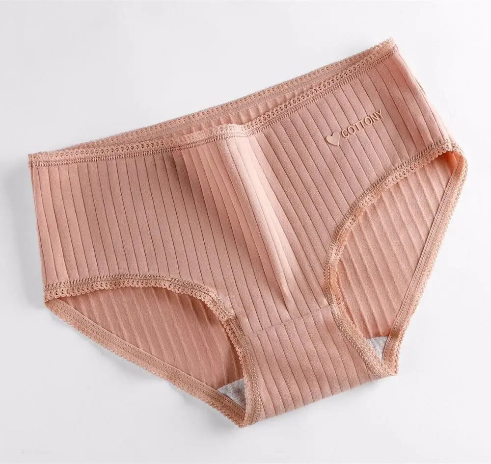 3 шт. женские хлопковые трусы со средней талией с кружевом | Женская одежда