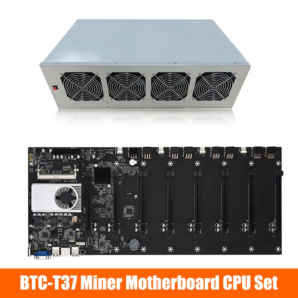 

1 Set BTC-T37 Miner Motherboard CPU Set Chipset 8 Video Card Slot DDR3 Memory Integrated VGA Interface Low Power Consumption