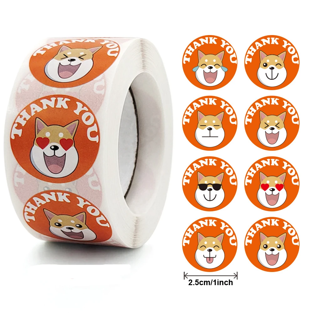 

100-500pcs Round Cartoon Animals Thank You Stickers Cute Cats Teachers Reward Handmade Sealing Stickers Stickers