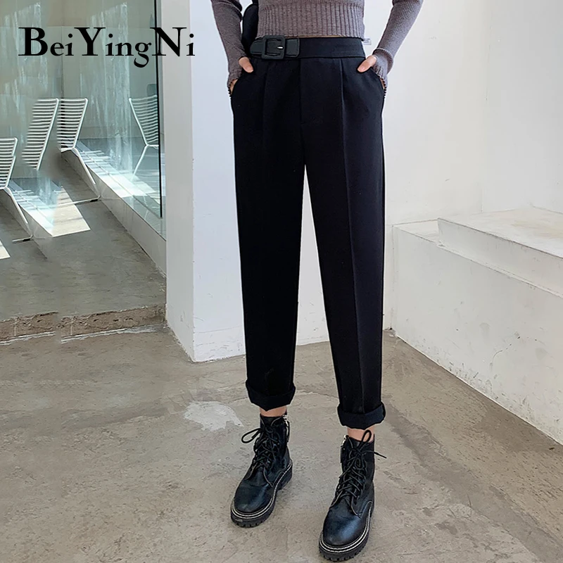 

Beiyingni Harem Pants Womens Korean High Waist Slim Fashion Office Ladies Trousers Female Loose Vintage Harajuku Pants Woman OL