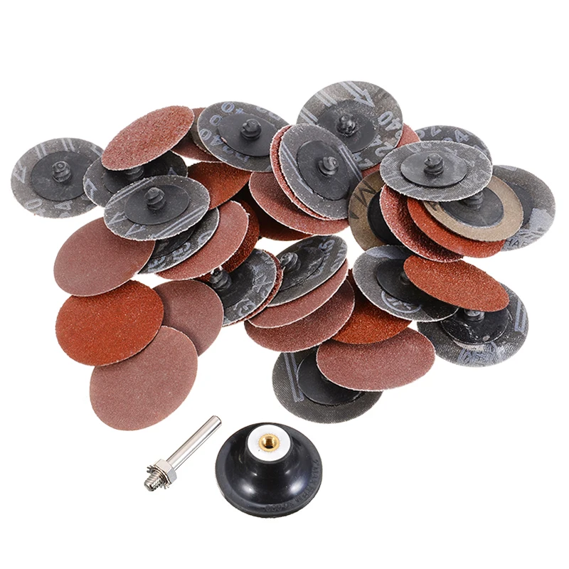 

40pcs/set Sanding Disc 2''50mm Sander Pad Rotary Sanding With 1/4" Shank Mandrel Lock Polishing Abrasive Tools 40/80/120/240Grit
