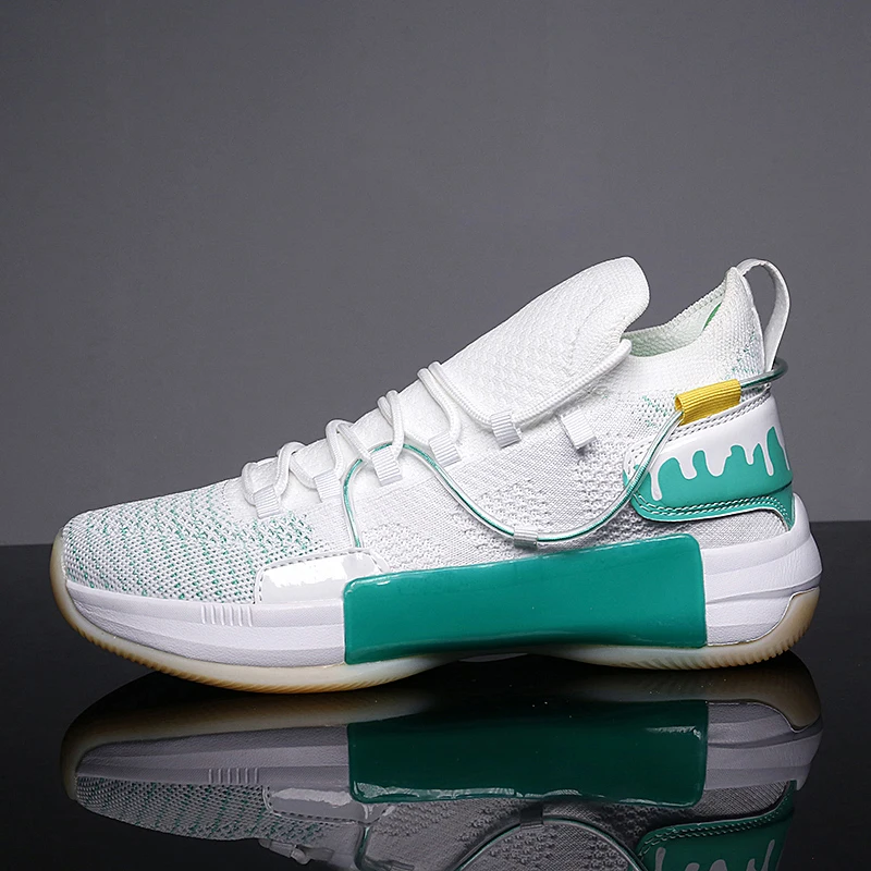 

High-quality Couple Basketball Shoes Flying Woven Breathable MD Rubber Men and Women Sports Sneakers Non-slip Casual Shoes 2021