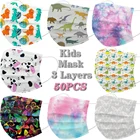 Маска одноразовая детская с принтом, мультяшная дышащая Защитная, с расплавком, 50 шт.