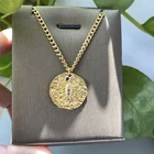 Женское Ожерелье 12 знаков зодиака, золотистый амулет, винтажный женский кулон с монетами и медными вставками из фианита, модные ошейники в стиле панк для друзей