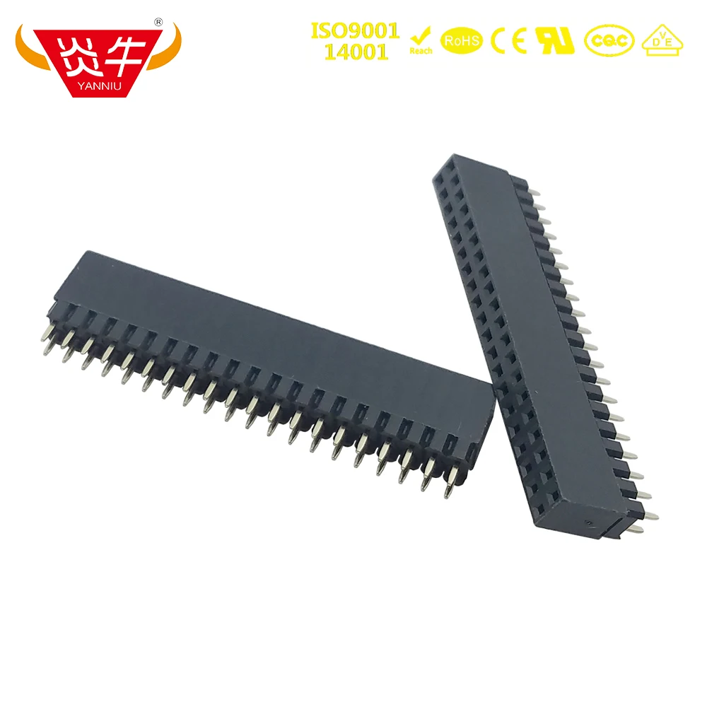 

2.54mm Short 2x20P 40Pin Female Stacking Header Connector Gilded Double Row 3mm PC104 High Temperature Resistance