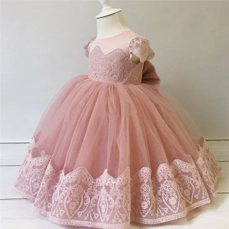 Blush Pink Baby Girl Dresses Puffy Tulle Little Princess Dresses for Birthday Pageant Gown Custom Made Any Size