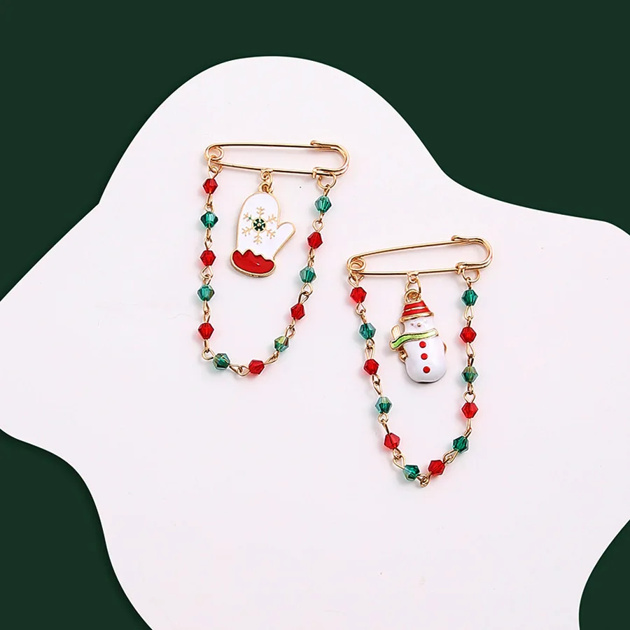 

Christmas Alloy Pin Color Drip Santa Snowman Brooch Tassel Fashion Accessory Brooch