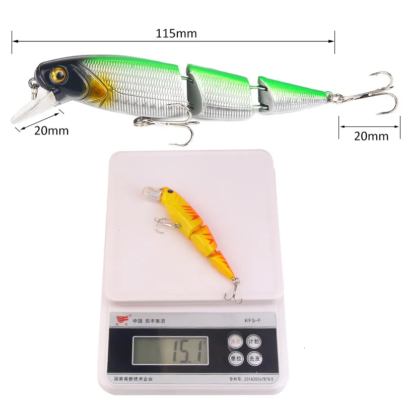 Swimbait Fishing Lure Minnow Three Section Bait Weights 11.5cm/15g Holographic Bass Lure Jerkbait Mino Swim Bait Saltwater Lures