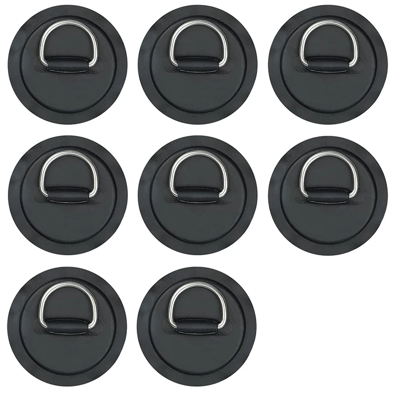 

NEW-8Pcs PVC Patch with Stainless Steel D Ring Patch for Inflatable Boat Boat Canoe Raft Dinghy Kayak Surfboard Paddle Board