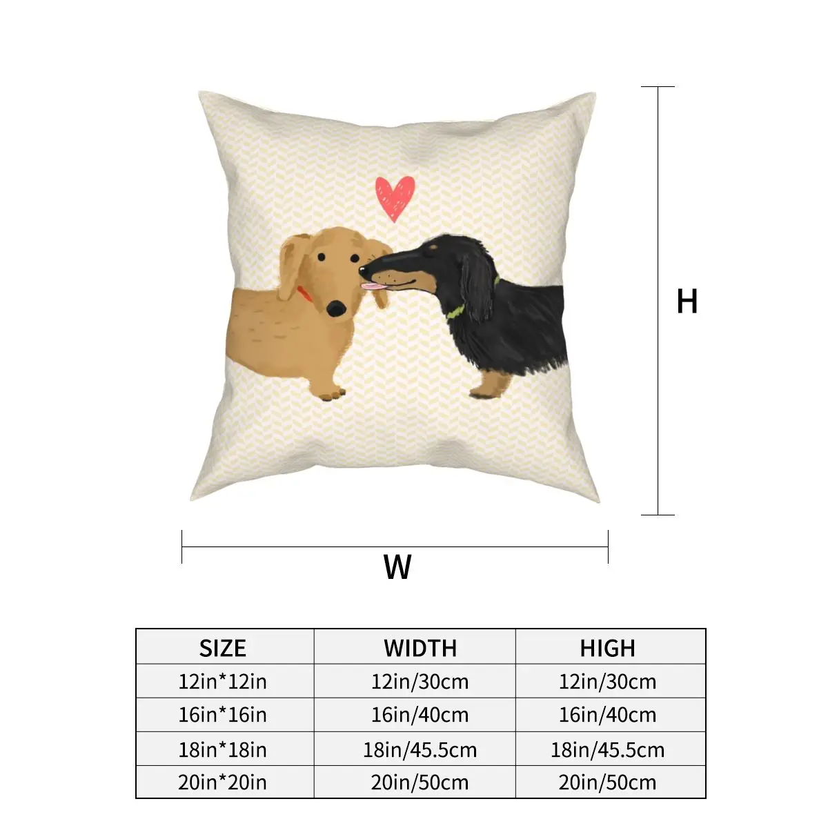 Dachshunds квадратная наволочка в виде сердца полиэстеровый узор украшение на молнии