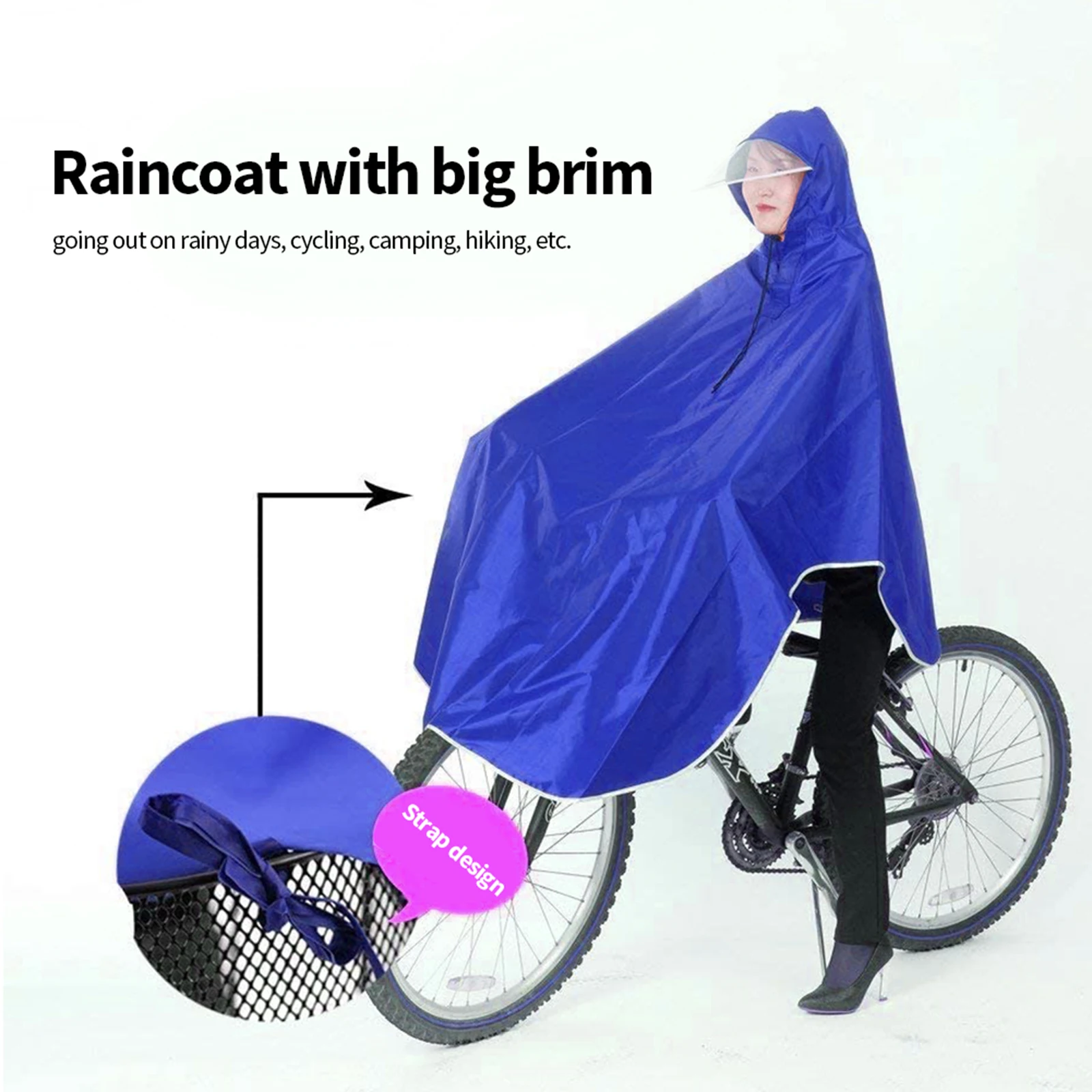 

Bicycle Rain Cape Thickened Oxford Cloth Waterproof Poncho Outdoor Windproof Bike Cycling Hooded Raincoat for Men Women
