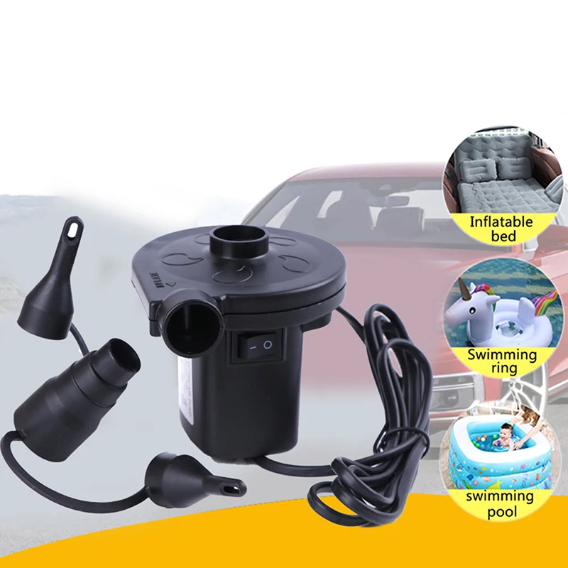 

Swimming pool air pump Plug Electric DV 12V Inflate Deflate Pumps Car Inflator Electropump with 3 Nozzles