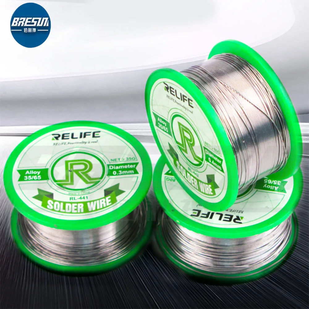 

RELIFE RL-441 442 Medium Temperature Solder Wire 0.3mm 0.4mm 0.5mm 0.6mm Repair Soldering Tin Wire Rosin Cored Wire