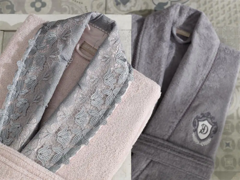 

Jasmin 3d Printed Ruched Bamboo Bathrobe Set Powder Gray