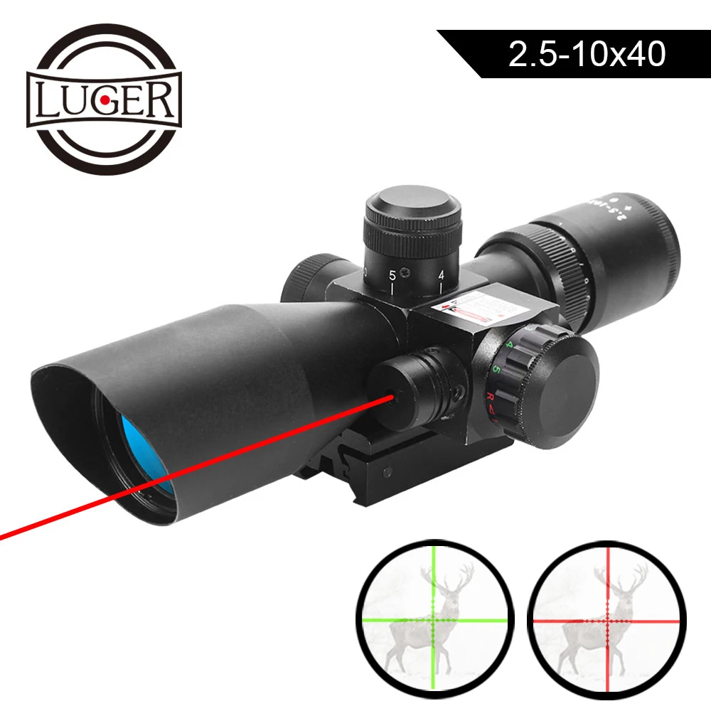 Оптический прицел LUGER 2 5 10X40 красный зеленый мил точечный для пневматического