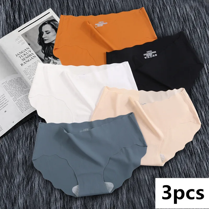 Нижнее белье женское Бесшовное шелковое с низкой посадкой и оборками 3 шт. |