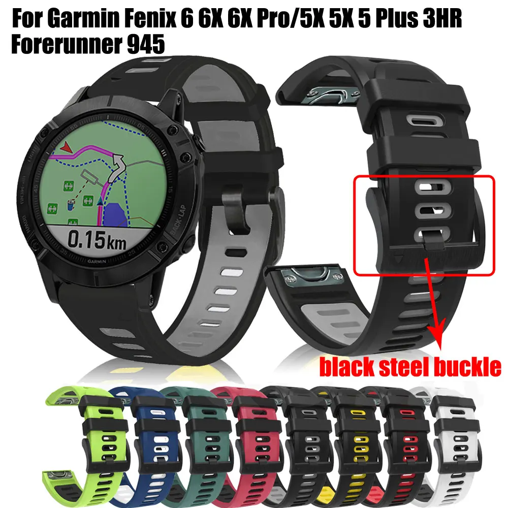 

22 26mm Silicone Quick Fit Watchband Straps for Garmin Fenix 6 6X Pro Easyfit Wrist Band/ Fenix 5X 5 Plus 3HR Descent MK1 Belt