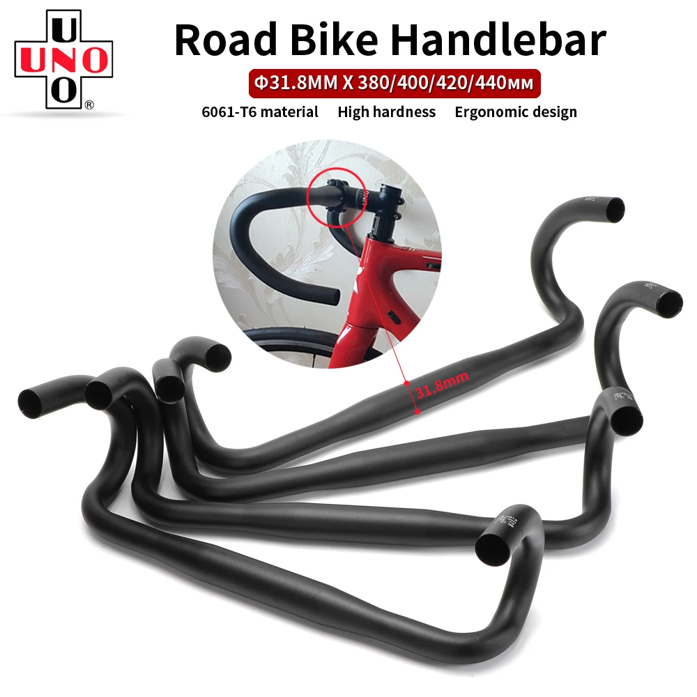 UNO Road Bike Handlebar 31.8mm Ultralight Gravel Drop Bar Racing Bicycl Steering Wheel Flared Bent 400/420/440/460mm | Спорт и