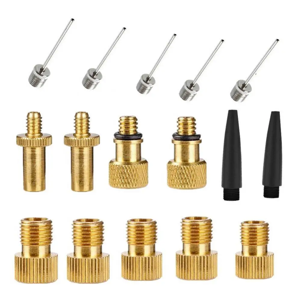 

16Pcs Bike Bicycle Tire Ball Inflator Air Pump SV AV DV Valve Adaptor Set Parts
