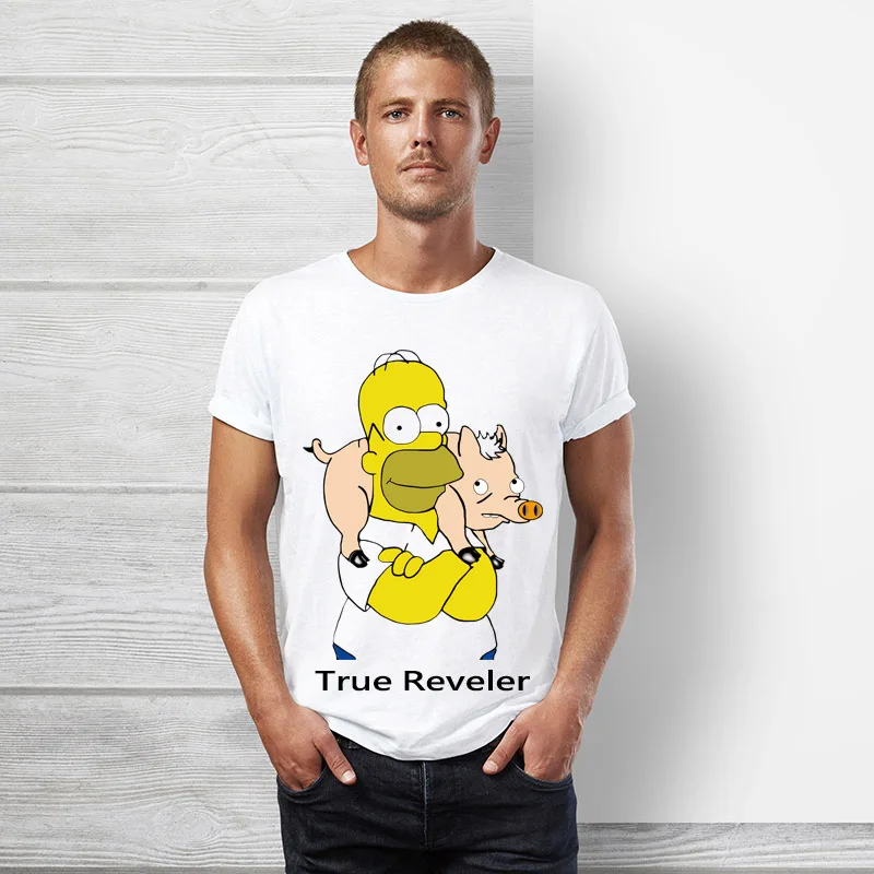 Homer simpson Футболка мужская короткий рукав хип хоп мультфильм Топы футболка Летняя забавная Милая Симпсон Женская футболка
