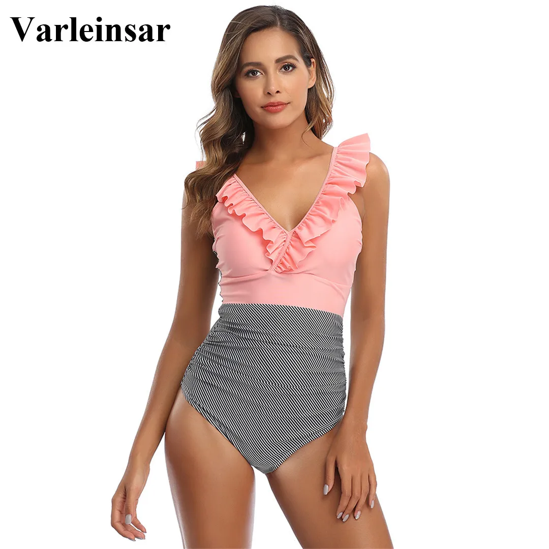 Гофрированный S 2XL с оборками большой размер одежда для плавания размера плюс