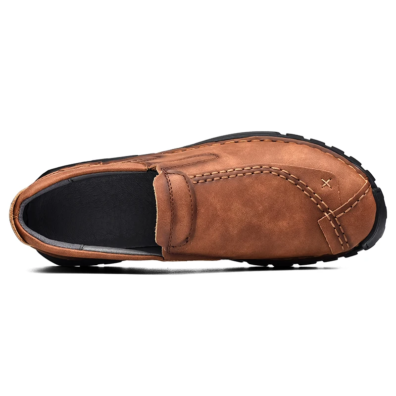 

NEW Genuine Leather Men Shoes Luxury Brand Italian Casual Slip on Formal Loafers Men Moccasins Italian Brown Male Driving Shoes