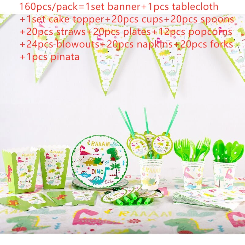 160 шт. одноразовые столовые приборы Детский День Рождения Вечеринка фестиваль