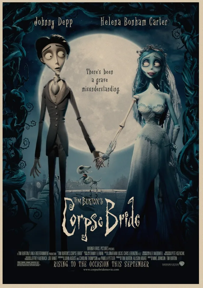 

Tim Burton movie posters.The Corpse Bride. Johnny Depp Vintage Retro Matte Kraft Paper Antique Poster Wall Sticker Home
