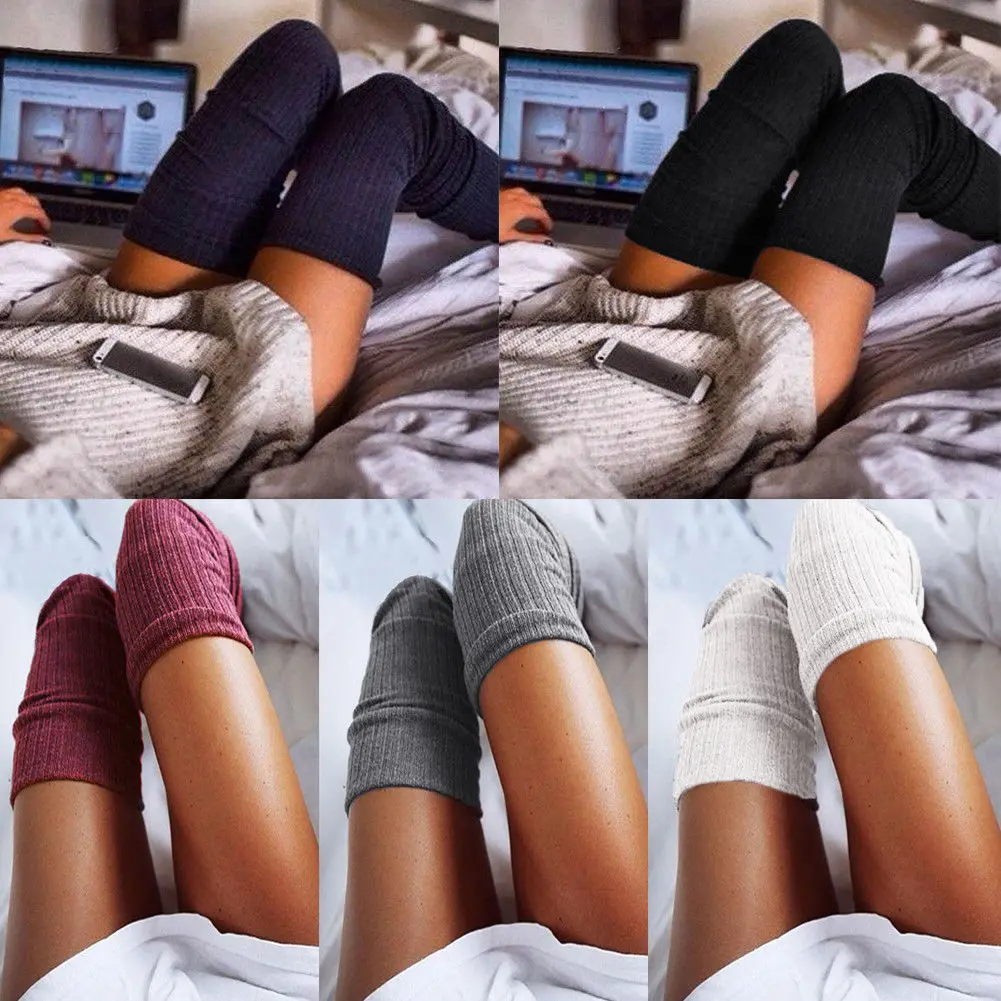 

Women's Plus Size Striped Thigh High Long Socks Sheer Over The Knee Stockings