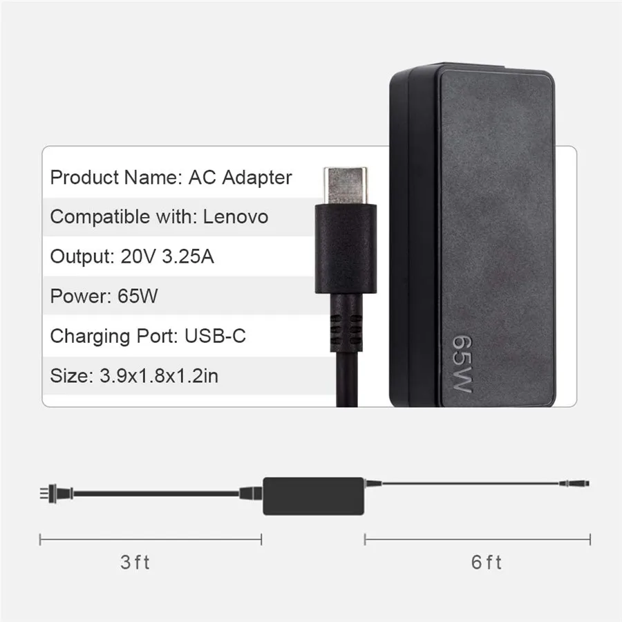 

USB-C 65W Standard Power Supply Compatible with Lenovo Yoga C930-13, Yoga S730-13, Yoga 920-13, Yoga 730-13, IdeaPad 730s-13