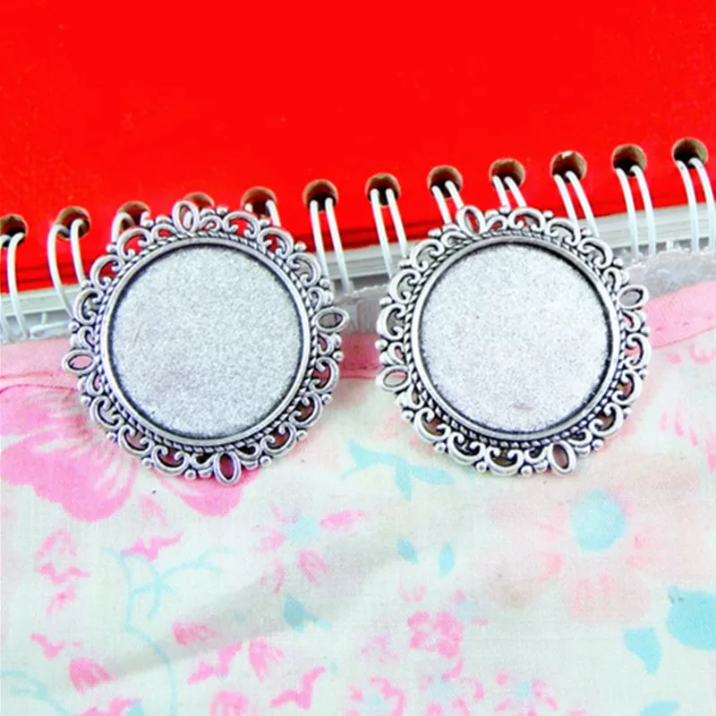 

20Pcs 25MM Inner Size Antique Silver Plated Base Setting Charms Pendant DIY Handmade Jewelry