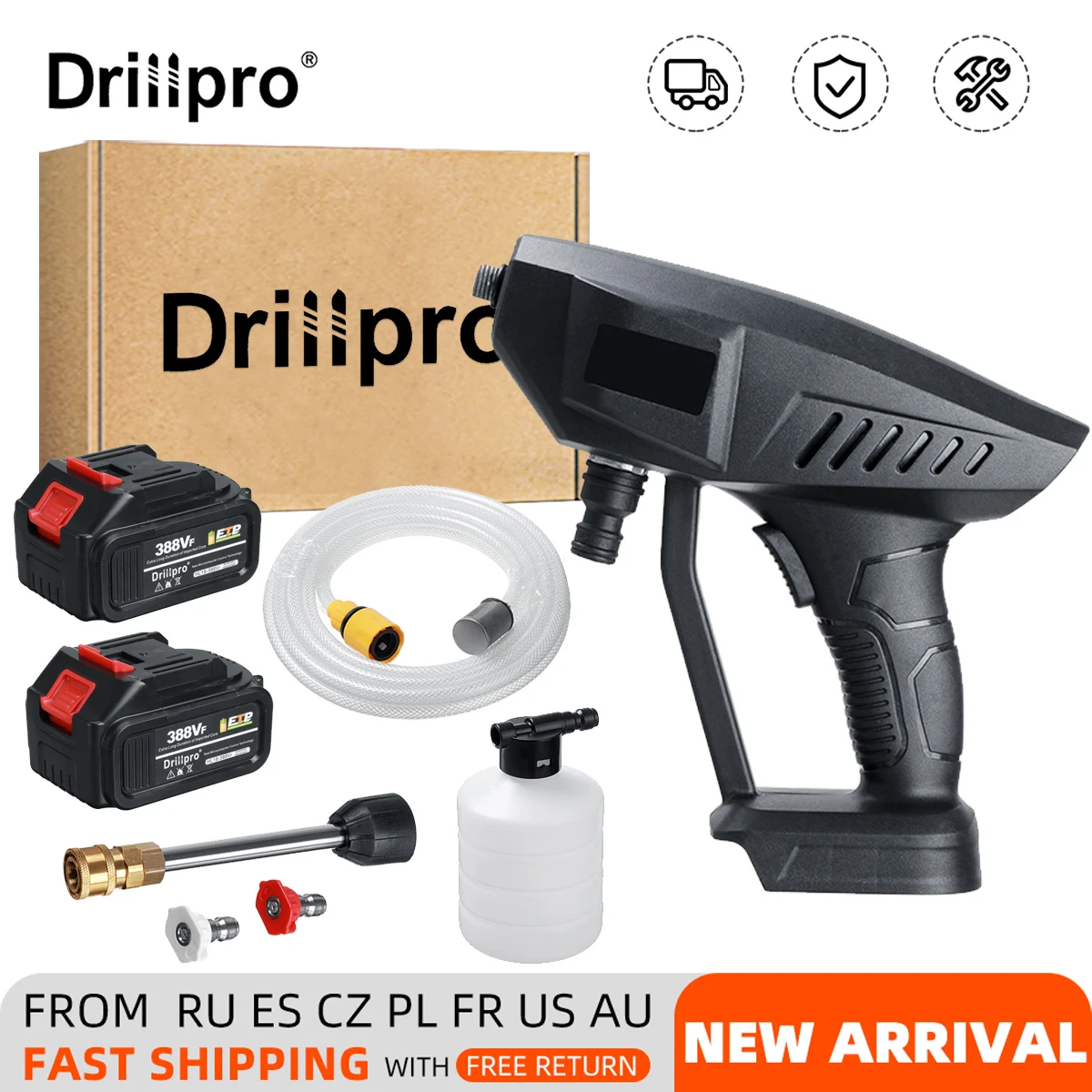 Купить Беспроводной пистолет для мойки автомобиля высокого давления Drillpro, портативный пеногенератор для мойки высокого давления, литий-ионная ак... Продажа Беспроводной пистолет для мойки автомобиля высокого давления Drillpro, портативный пеногенератор для мойки высокого давления, литий-ионная ак...