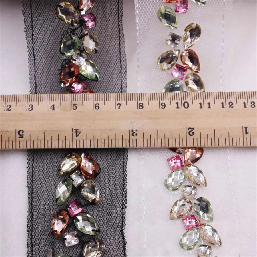 1 ярд 30 мм кружевная лента с бисером ручной работы и отделкой краев для свадебного