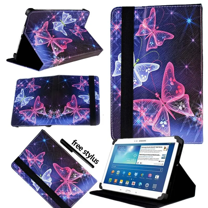 purple butterfly KK&LL для samsung Galaxy Tab 3 10,1 p5200 GT-P5210 кожаный чехол-книжка для планшета+ Бесплатный стилус - Цвет: purple butterfly