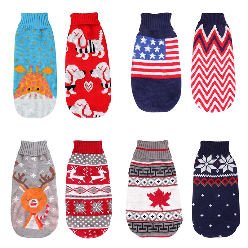 Зимняя одежда с рисунком собаки теплый Рождественский свитер для маленьких