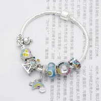 wholesale diy bracelet fantasy land color transfer beads womens bracelet charm bracelet rainbow pendant