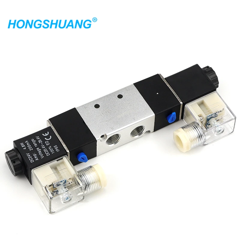

4V220-08 Air Pneumatic Solenoid Valve 5 way 2 Position 1/4" Aluminum Alloy Internal E DC12V,DC24V or AC110V AC220V