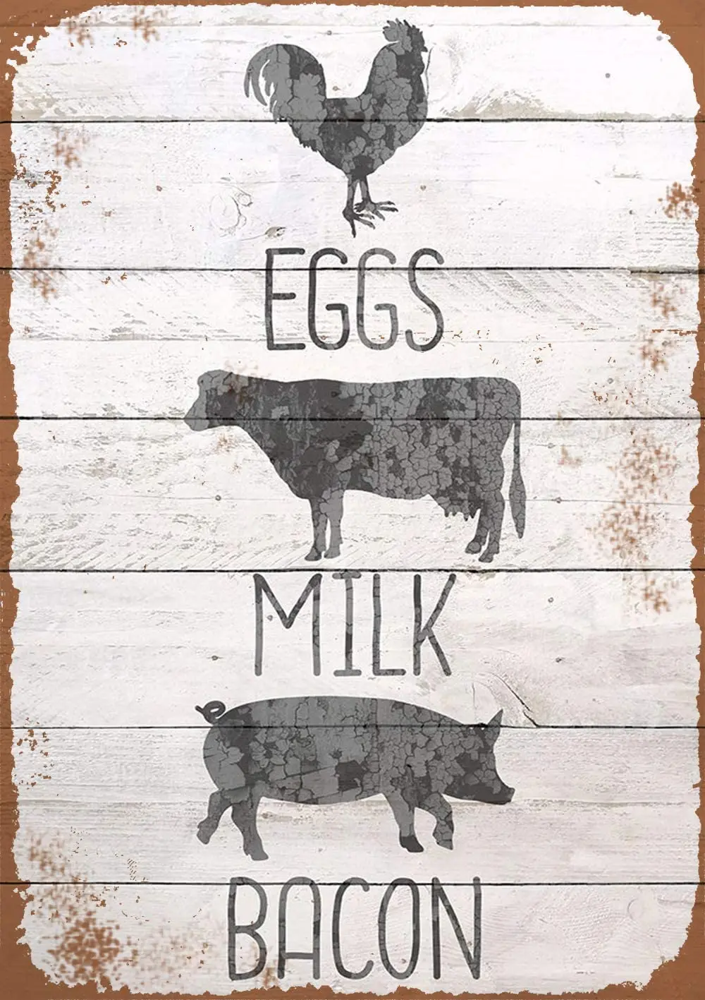

SmartCows Eggs Milk Bacon Retro Vintage Tin Bar Sign Country Home Decor 8x12 Inches
