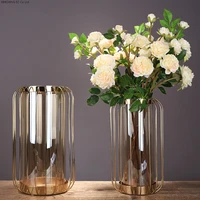 metal glass hydroponic vase home decoration living room dining table dried flower flower arrangement accessories wedding vase