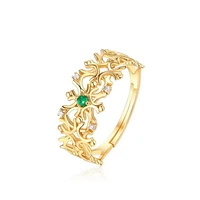ly 925 sterling silver natural emeralds elegant trendy fashion princess open ring for women jewelry gift 2021 trend