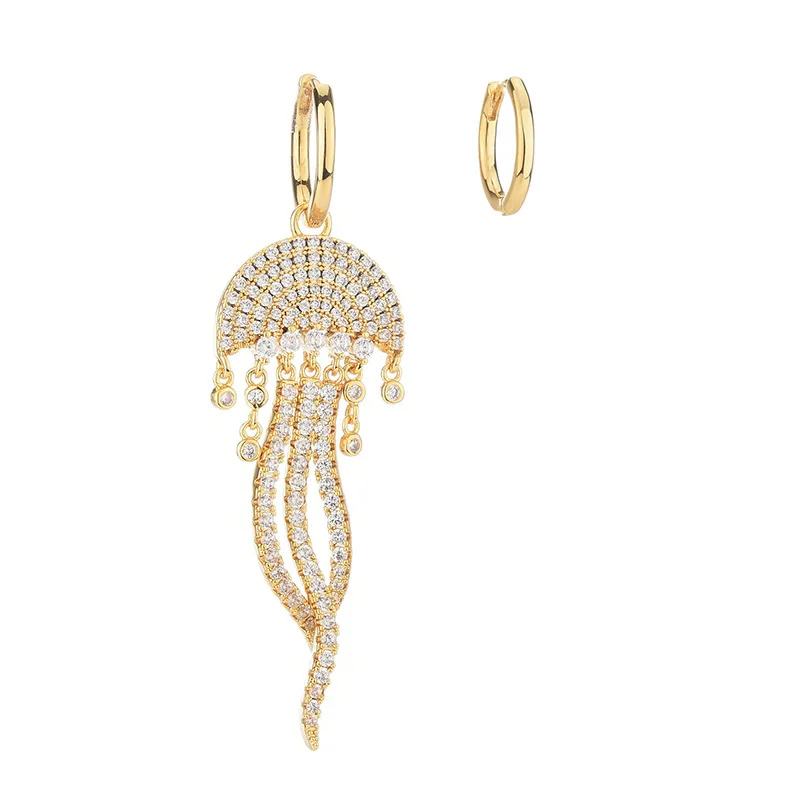 

Luxury Fashion Designer Earrings Long Exaggerated Asymmetric Jellyfish Tassel Earring Gold Color Dropshipping Zk30